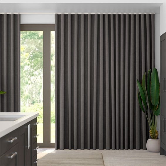 Luxe wave-gordijnen in antracietgrijs voor een strak interieur raamdecoratie